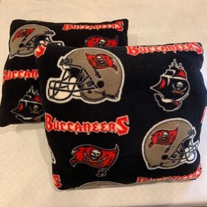 Tampa Bay Buccaneers Logo Helmet Flag Pattern Fleece Pillows Set of Two 13"x13"